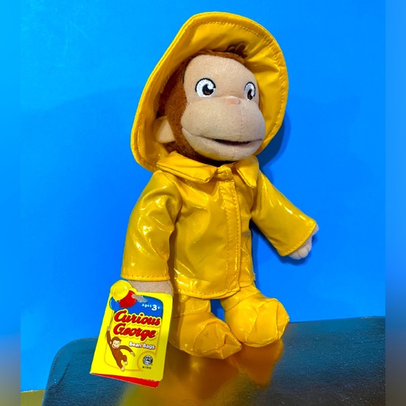 CURIOUS GEORGE NWT VTG 2007 UNIVERSAL STUDIOS RAINY DAY MONKEY BEAN BAG PLUSH - Picture 2 of 12